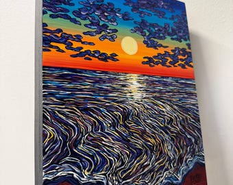 Stunning Ocean Sunrise Painting by Tracy Levesque (8x10”)