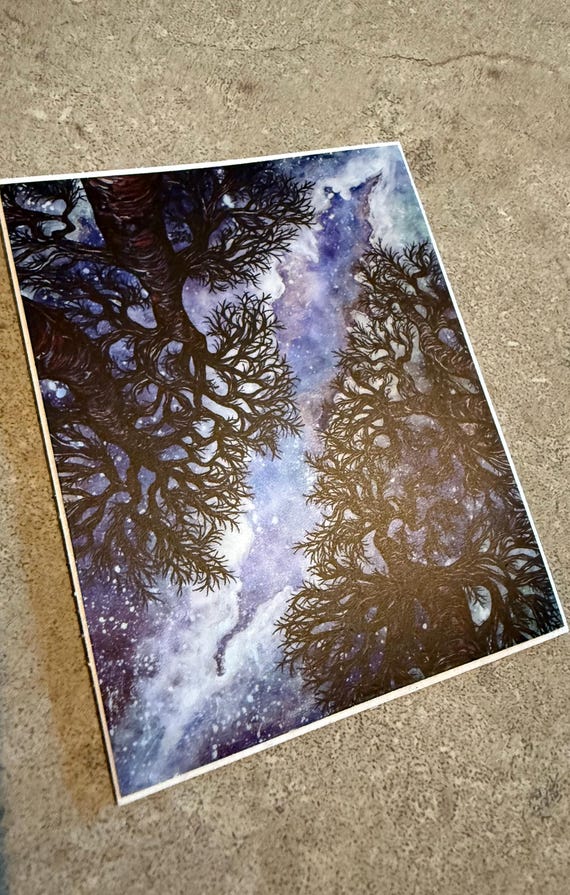 Milky Way Night Sky Vinyl Sticker Looking Up the Trees - Tree Lover Gift (2.75 x 3.5”)