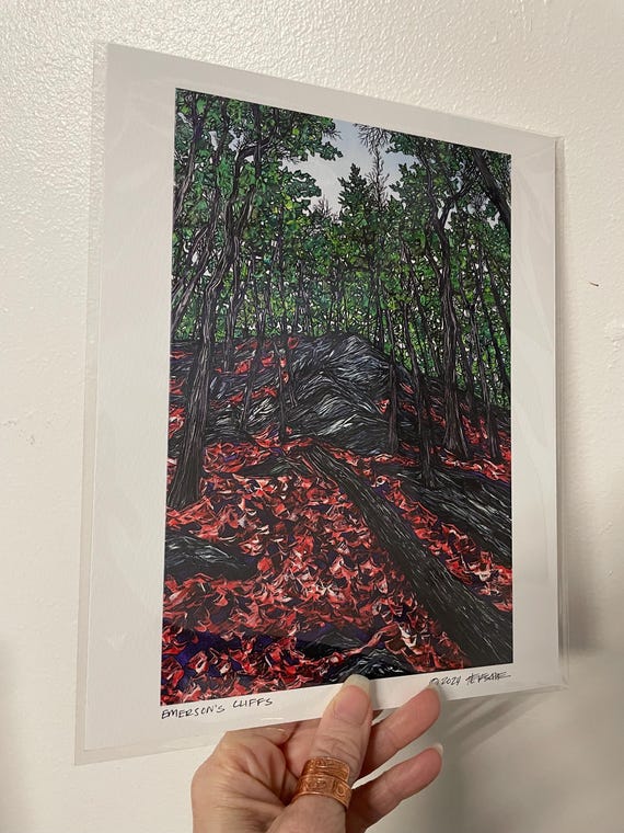 8x10” Giclee print of Walden Pond Emerson’s Cliffs Concord Massachusetts Thoreau Trees Walden Pond Print Art by Tracy Levesque
