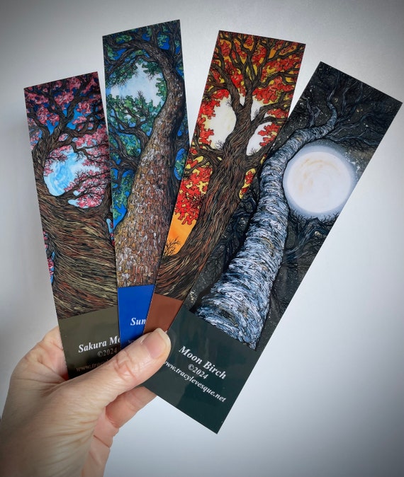 2x8” Tree Bookmark Laminated 4 Seasons Tree Bookmarks by Tracy Levesque Booklover Gift
