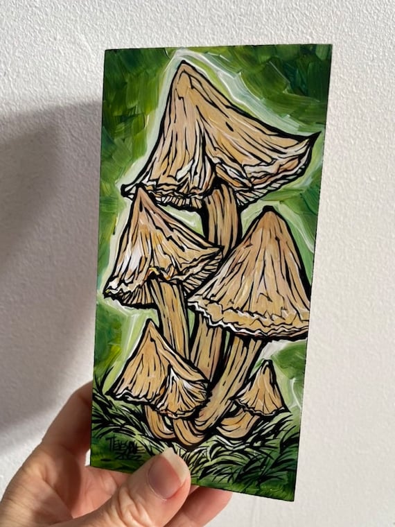 3x6” Mushroom Painting Angel Bonnets by Tracy Levesque