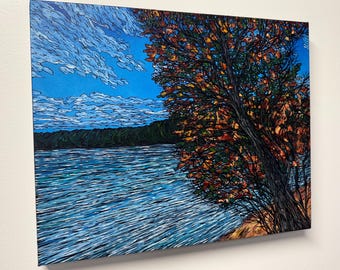 Fall Foliage at Walden Pond Painting (16x20”)