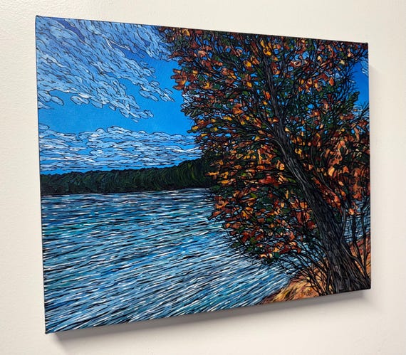 Fall Foliage at Walden Pond Painting (16x20”)