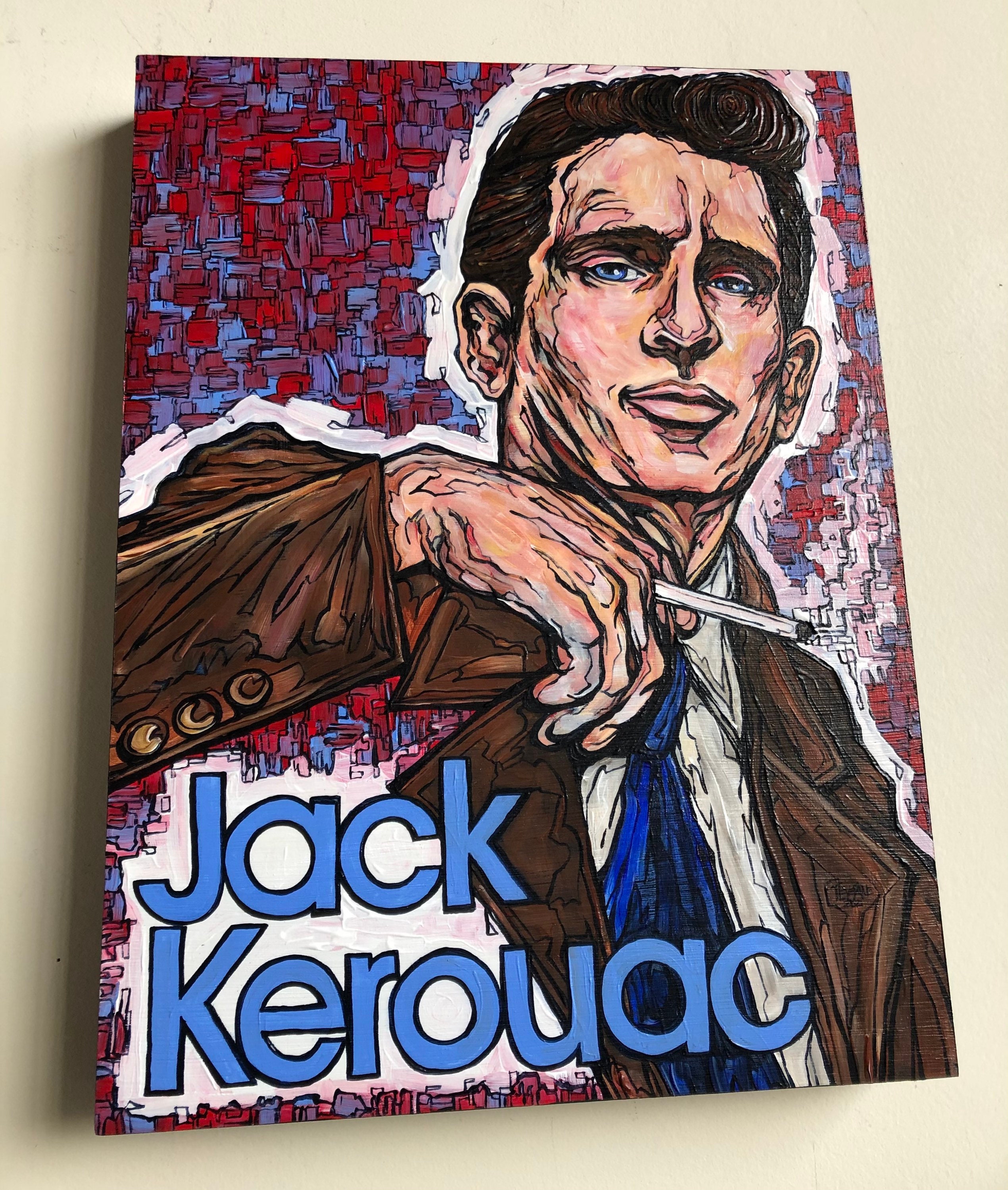 12x16” Jack Kerouac Portrait of the Artist original acrylic painting by