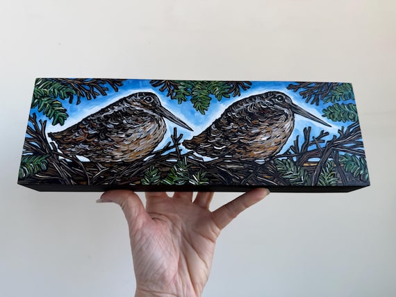 American Woodcock Painting Bird Art (4x12”)