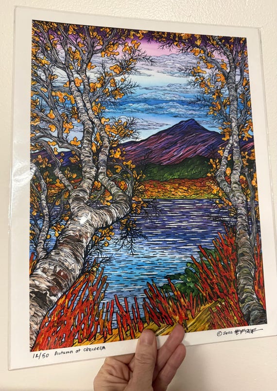 11x14” Giclee print of Autumn at Mount Chocorua New Hampshire White Mountains by Tracy Levesque