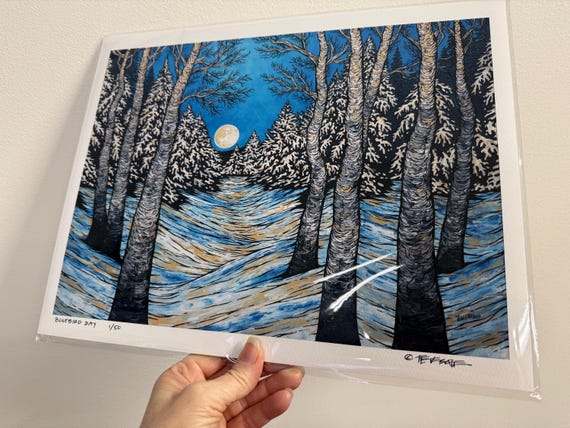 Giclee print 11x14” Bluebird Day featuring artwork by Tracy Levesque