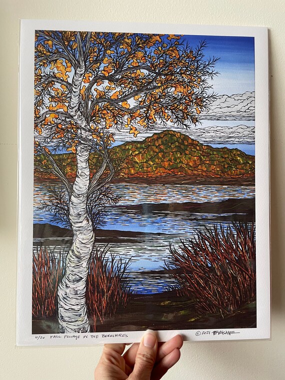 11x14” Fall Foliage in the Berkshires Autumn in New England fine art giclee print featuring artwork by Tracy Levesque