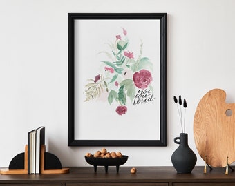 You Are Loved Watercolor Floral Bouquet