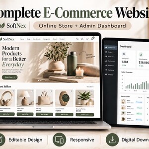 Complete E-Commerce Website Template | Online Store + Admin Dashboard | Editable Business Website | E-commerce Store Design | Digital