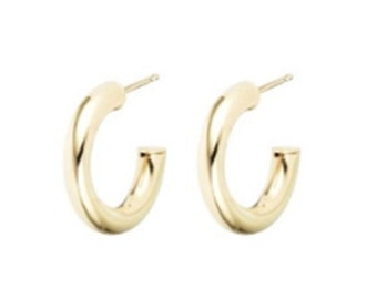 14k Huggie Hoop Earrings in Sterling Silver and Gold Vermeil, Tiny Hoop Earrings, Hoops, Silver Hoops, Huggire Earrings,