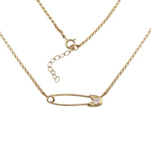 Safety Pin Necklace, Diamond Safety Pin Necklace, Gold Diamond Safety Pin Pendant, Safety Pin Diamond Pendant