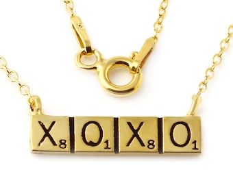 XoXo Scrabble Charm Pendant Necklace, Scrabble Necklace, XoXo Necklace, Scrabble Pendant,XoXo Charm Pendant