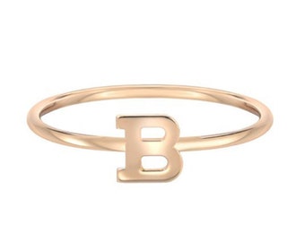 14k Stackable Letter Ring, Gold Initial Ring, Personalized Ring, Stackable Personalized Ring, Letter Ring, Initials