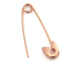 14k Gold Safety Pin Earring, Solid Gold Safety Pin Earring, Safety Pin Earring