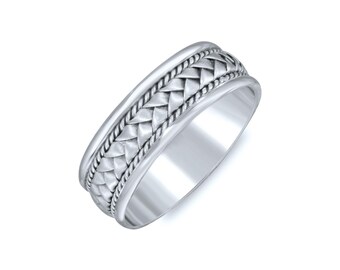 Center Braided Wedding Band. 7mm