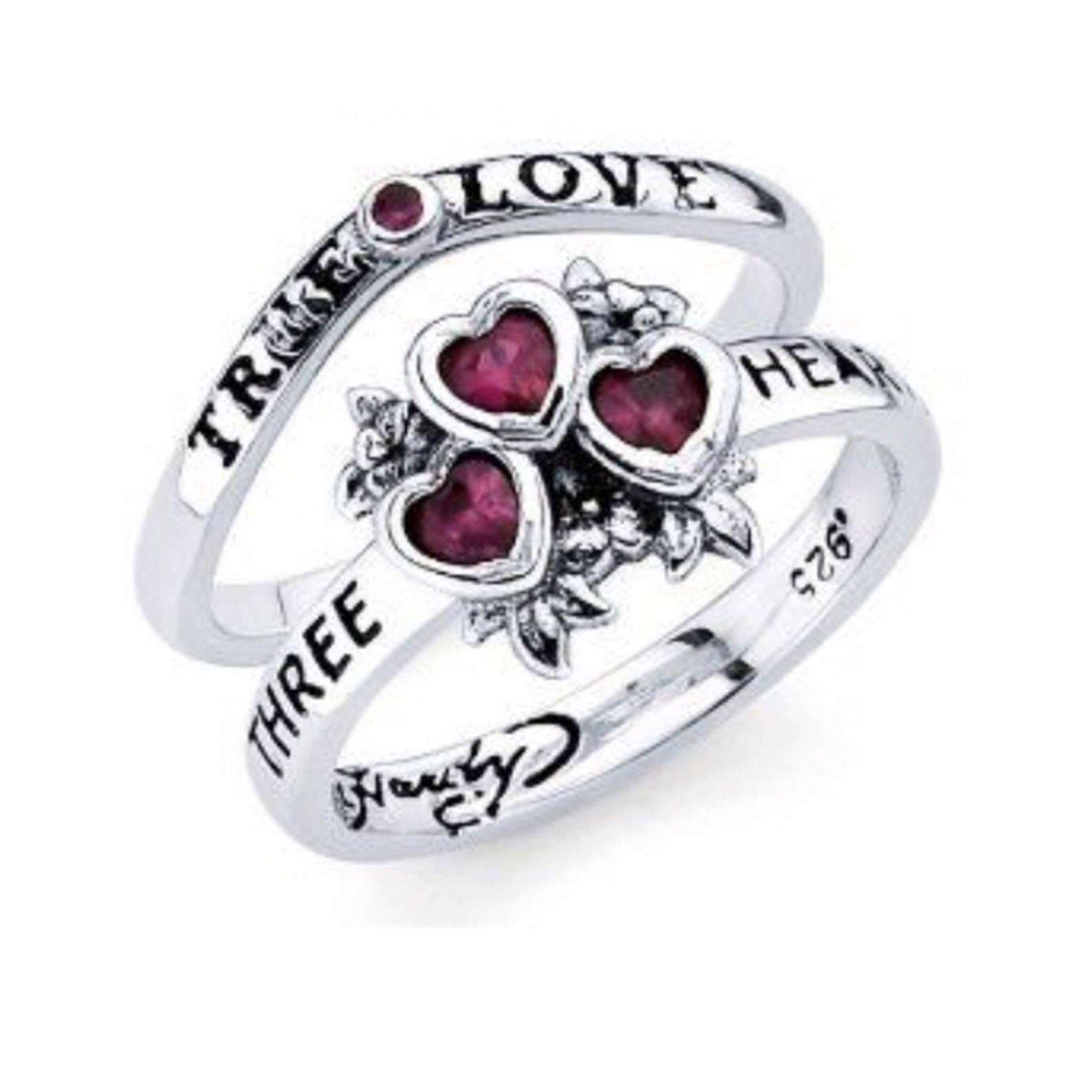 Three Hearts Stackable Ring Heart Stackable Ring Tripple Etsy