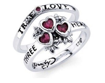 Sterling Silver Three Hearts Stackable Ring, Heart Stackable Ring, Triple Heart Stackable Ring, Heart Silver Ring, Valentines Day