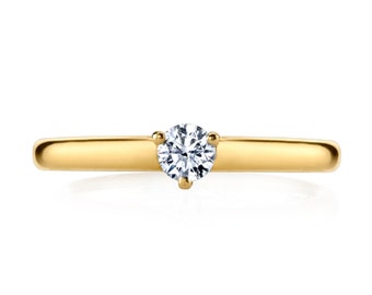 14K Gold Solitaire Diamond Ring, Solitaire Diamond Ring, Diamond Engagement Ring, Solitaire Ring, Diamond Band, Engagement Solitaire Band