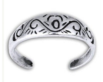 Winds and Waves Sterling Silver Toe Ring, Winds and Waves  Silver Toe Ring, Winds and Waves Adjustable Silver Ring, Waves Silver Ring