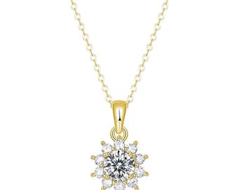 14K Gold Vermeil Flower Gemstone Pendant