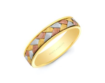 Tri-Tone Wedding Band Ring. 5mm