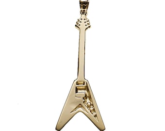 Flying V Pendant, Flying V Charm Necklace, Flying V Pendant Necklace, Guitar Charm Necklace, Guitar Pendant Necklace, Guitar  Silver Gold