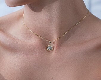 Round Moissanite Necklace For Women 1ct 14K Yellow Gold Plated Necklace .925 Sterling Silver Necklace For Women Gifts For Women Made In USA