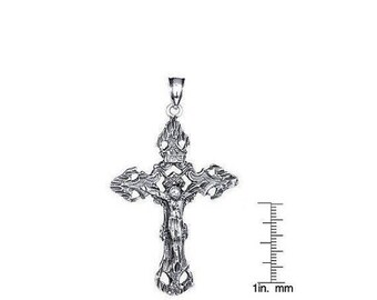 Sterling Silver Jesus Christ Crucifix Cross Necklace Pendant