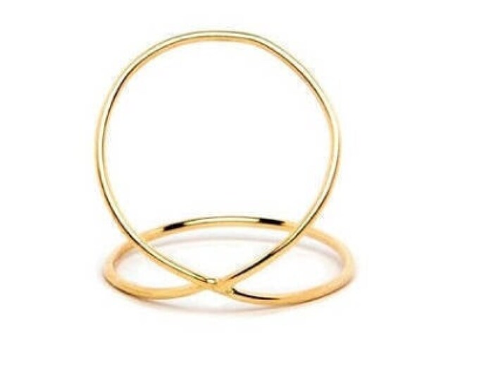 Featured listing image: 14k Gold Kiss Me Ring, X Ring, Silver X Ring, X Ring Gold, X Ring Silver, Zig-zag Ring, Band, Minimal Ring