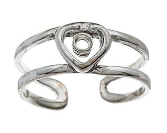 Sterling Silver Fashion Heart Adjustable Toe Ring, Heart Adjustable Toe Ring Sterling Silver, Silver Heart Toe Ring, Valentines Day Gift