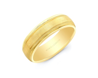 14K Gold Brushed Unisex Wedding Band. 6mm