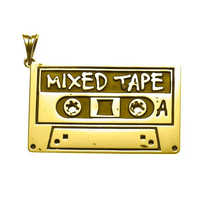 Mixed Tape Pendant, Mixed Tape Charm Necklace, Mixed Tape Necklace, Mixed Tape Pendant, Mixed Tape Charm, Mixed Tape Silver Gold Charm image 1