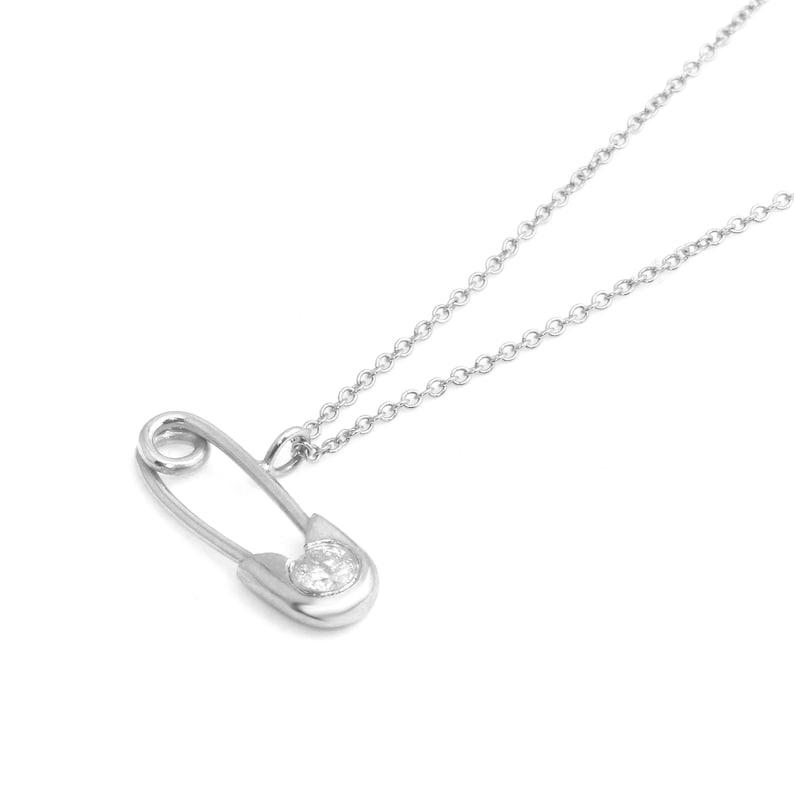 Diamond Safety Pin Necklace Gold Diamond Safety Pin Mini Safety Pin Necklace