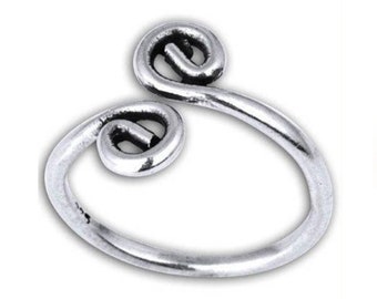 Sterling Silver Unique Swirls Midi Ring, Swirls Adjustable Toe Ring, Swirls Midi Silver Ring