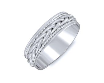 Wide Braided Woven Wedding Band. 7mm