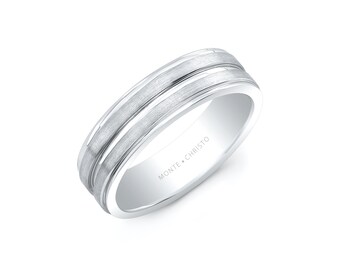Triple Grooved Channel Unisex Wedding Band. 6mm