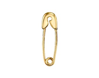 Solid 14k Mini Gold Safety Pin Earring, Safety Pin Mini Dangle Earring, Gold Safety Pin Earring, Small Safety Pin Earring Gold