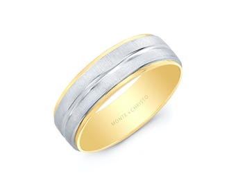 Brushed Two Tone Classic Cut Band. 6mm