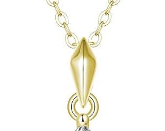 Princess cut Shape Moissanite Necklace For Women 1ct  14K Yellow Gold Plated Necklace .925 Sterling Silver Necklace