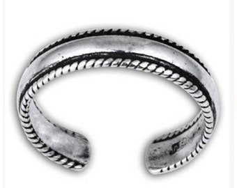 Braided Toe Ring, Braided Silver Toe Ring,  Open Ring Braided Design