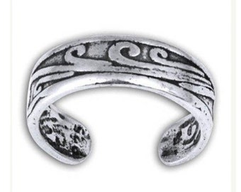 Rolling Winds Sterling Silver Toe / Midi Ring / Ear Cuff, Silver Toe Ring,  Adjustable Ring