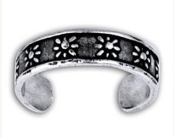 Silver Toe Ring Daisies, Daisies Adjustable Toe Ring Sterling Silver, Daisies Adjustable Ring, Daisies Midi Ring, Daisies Ring