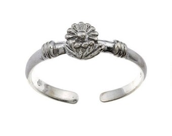 Sterling Silver Blossomed Lily Adjustable Toe Ring, Lily Silver Toe Ring, Lily Stackable Midi Ring, Lily Adjustable Midi Ring Silver
