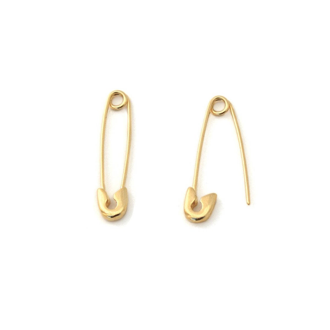 14K Gold Safety Pin Earring Safety Pin Earrings 14K Safety Etsy