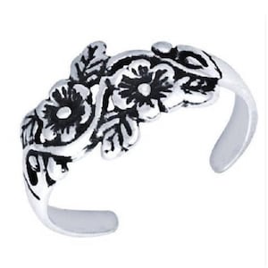 Beautiful Intertwined Flowers Sterling Silver Toe Ring,Intertwined Flowers Silver Toe Ring, Intertwined Flowers Adjustable Silver Ring
