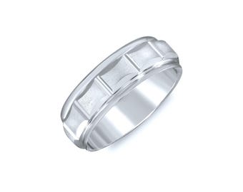 Trapeze Brushed Cut Wedding Band. 6mm