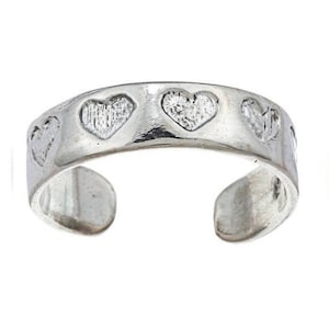 Toe Ring Sterling Silber geätzt Herz, geätztes Herz Silber Toe Ring Midi Ring, Silber Herz Toe Ring, Herz Ring verstellbar