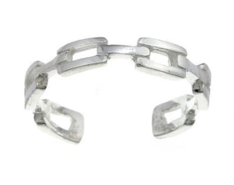 Sterling Silver Chain Link Adjustable Toe Ring, Chain Link Silver Toe Ring, Chain Link Adjustable Ring, Midi Chain Link Ring
