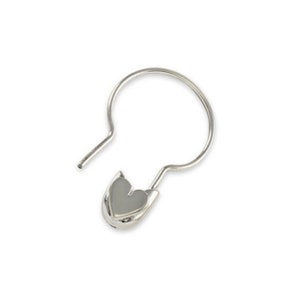 Aro con imperdible en forma de corazón de 14 k en plata de ley y oro macizo de 14 k, aros con imperdible, pendientes con imperdible, aro con imperdible